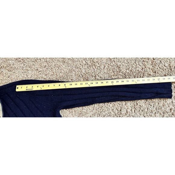 Abercrombie & Fitch Mens Sweater Navy Blue Lambswool Blend L Preppy Academia - Picture 6 of 6
